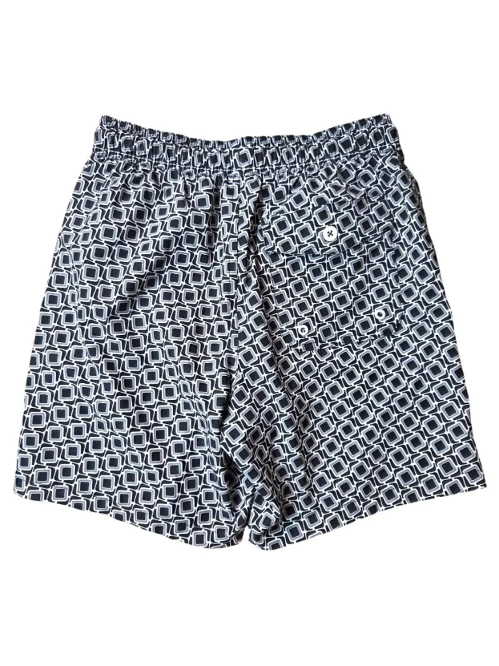 George Mens Swim Trunks Geometric Print S 28-30 Black & White Polyester Spandex
